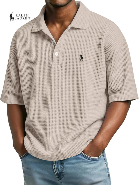 Men’s Premium Waffle Knit Polo Shirt