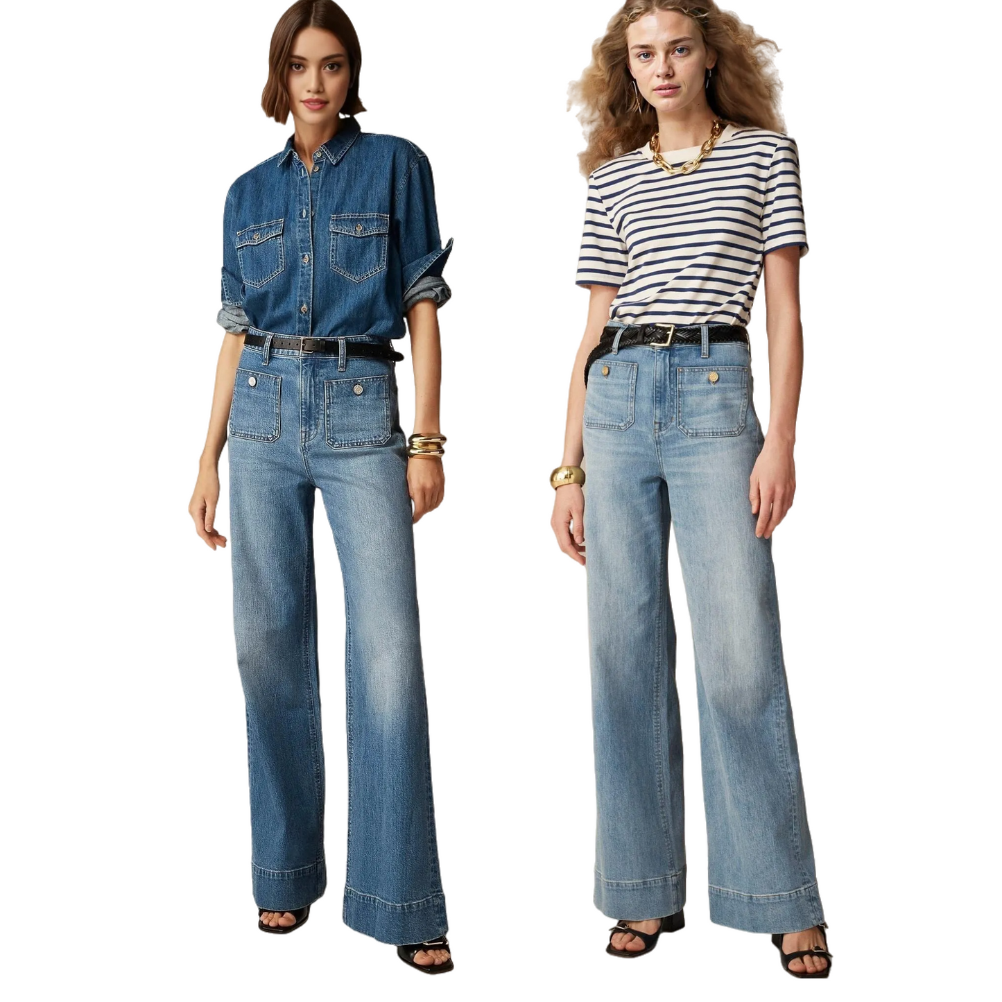 Loose, wide-leg jeans, sailor pants