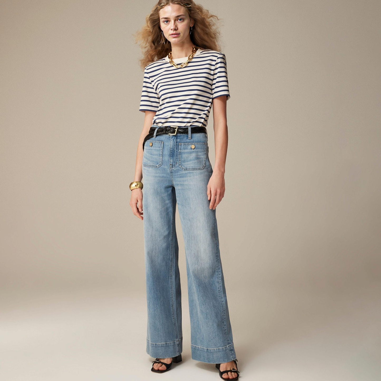 Loose, wide-leg jeans, sailor pants