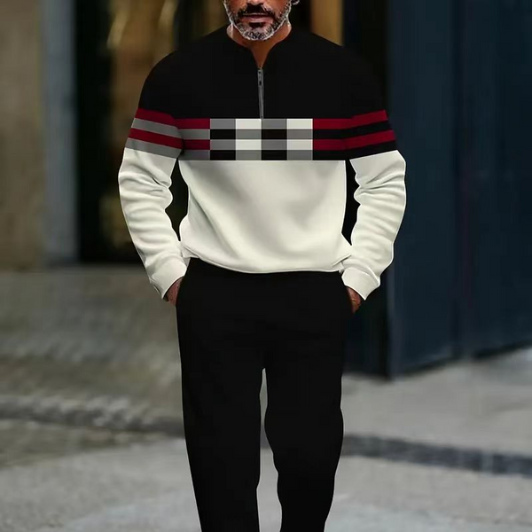 Men’s Modern Graphic Quarter-Zip Tracksuit Set