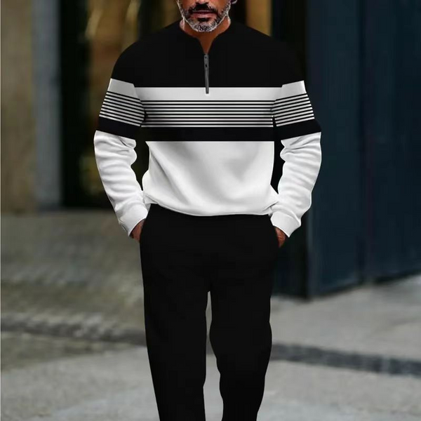 Men’s Modern Graphic Quarter-Zip Tracksuit Set