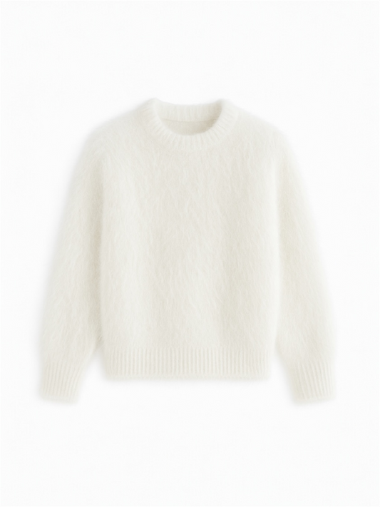 Classic Crewneck Brushed Wool-Cashmere Sweater