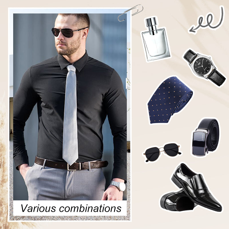 Men's Silky Wrinkle Resistant Solid Color Stretch Shirt🔥💕(BUY 2 FREE SHIPPING)